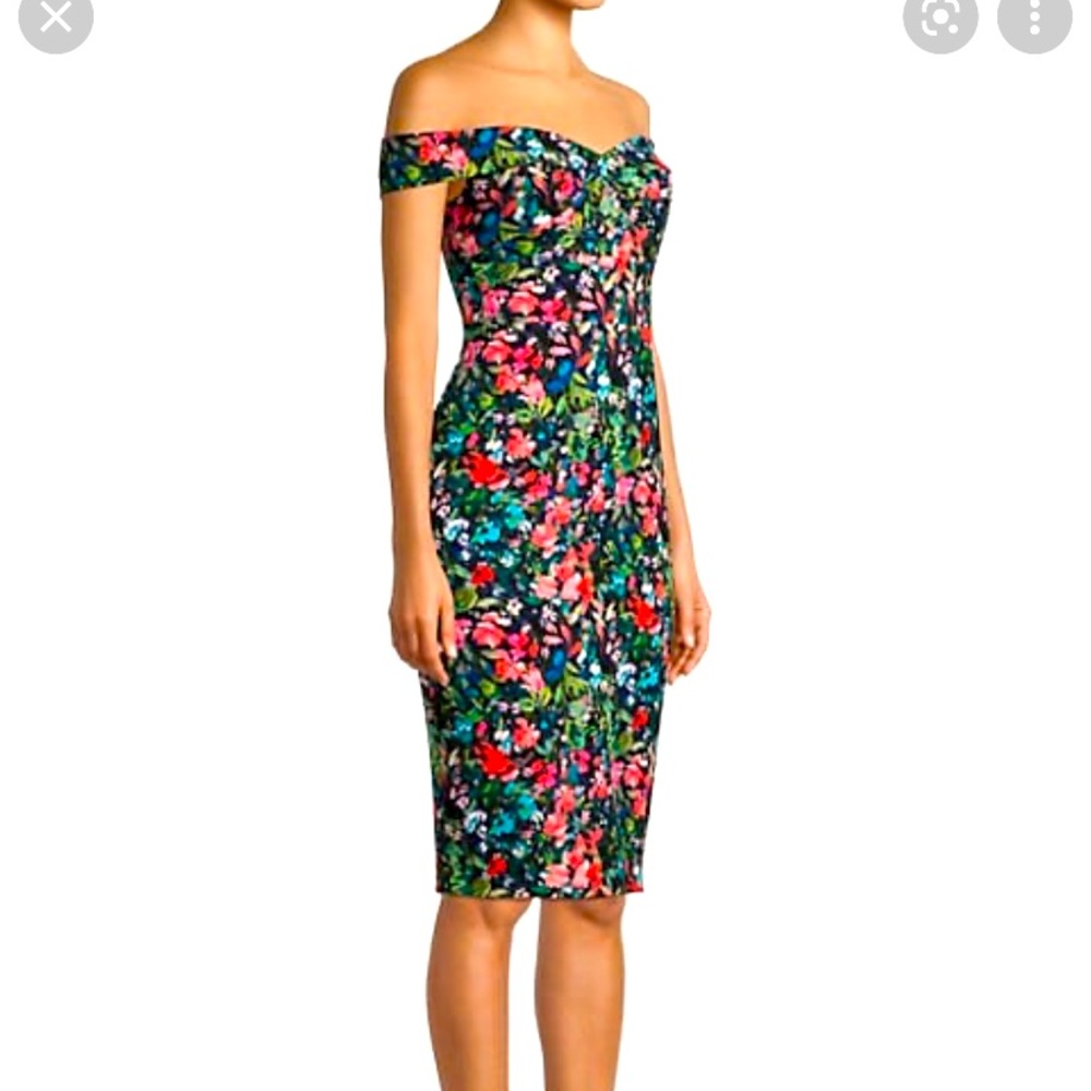 Aidan Mattox Floral Off-The-Shoulder Sheath Dress